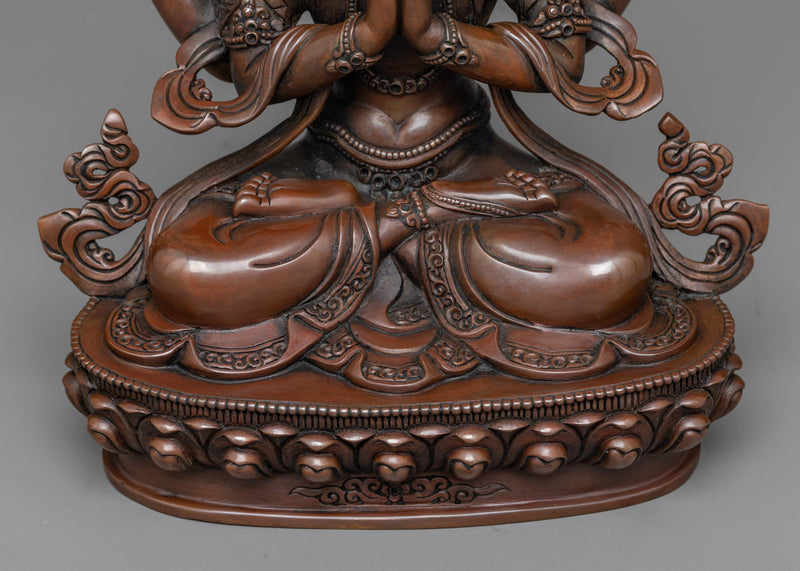 Chenrezig Chocolate Oxidized Statue | Symbol of Universal Compassion