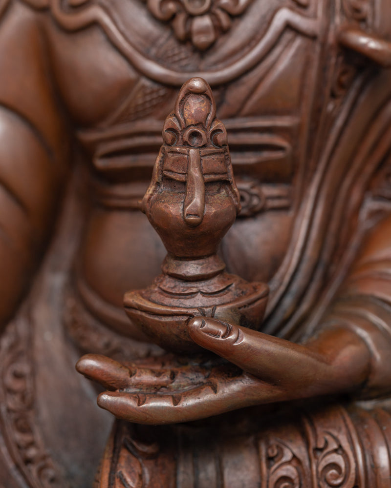 Guru Rinpoche Chocolate Oxidized Sculpture | Spiritual Beacon of Vajrayana Buddhism