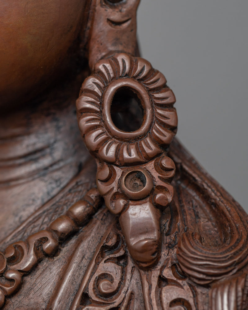 Guru Rinpoche Chocolate Oxidized Sculpture | Spiritual Beacon of Vajrayana Buddhism