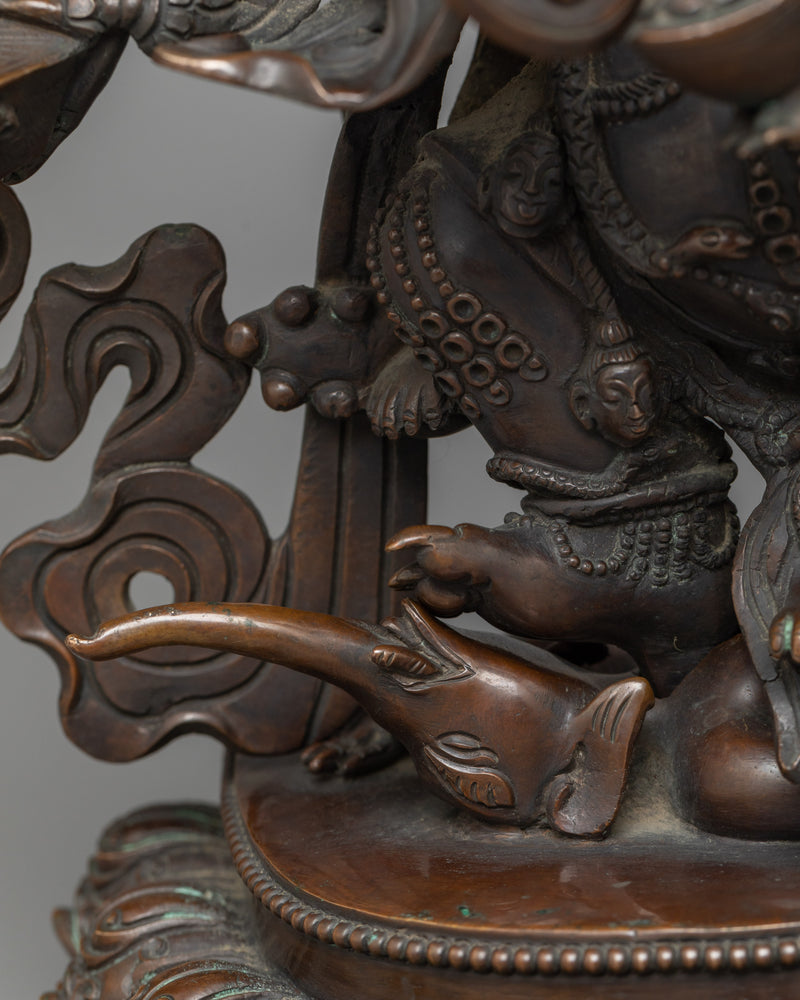 Six-Armed Mahakala Chocolate Oxidized Statue | Protector Deity of Tibetan Buddhism