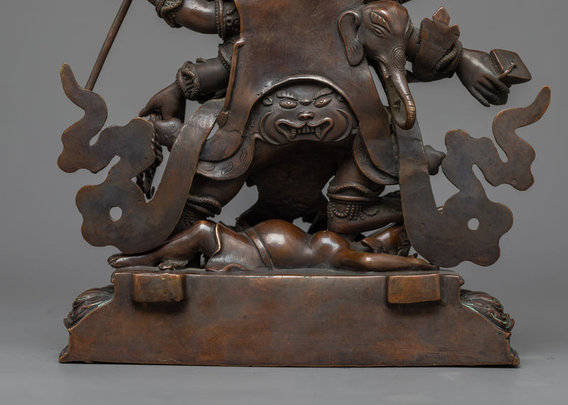 Six-Armed Mahakala Chocolate Oxidized Statue | Protector Deity of Tibetan Buddhism