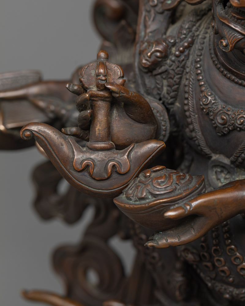 Six-Armed Mahakala Chocolate Oxidized Statue | Protector Deity of Tibetan Buddhism