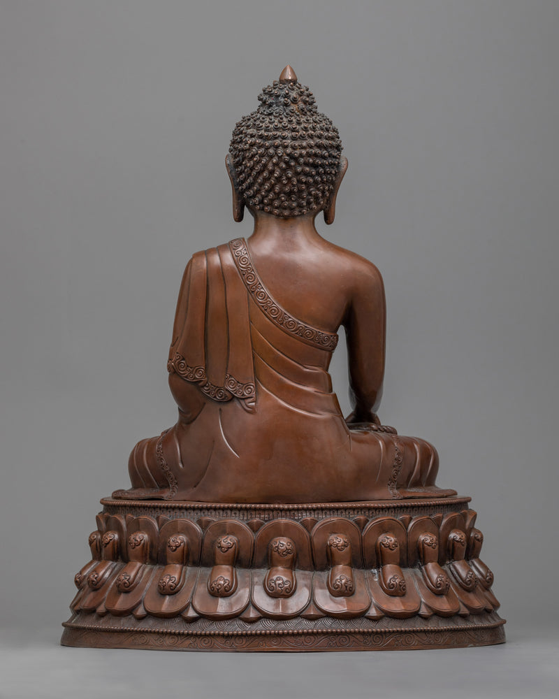 Happy Shakyamuni Buddha Statue | Serene Oxidized Copper Figure