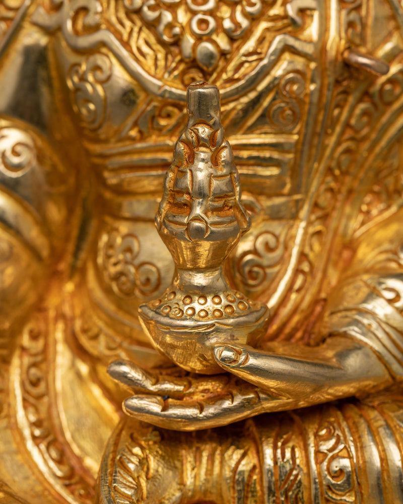 Lotus-Born Guru Statue | Gold Gilded Icon of Padmasambhava