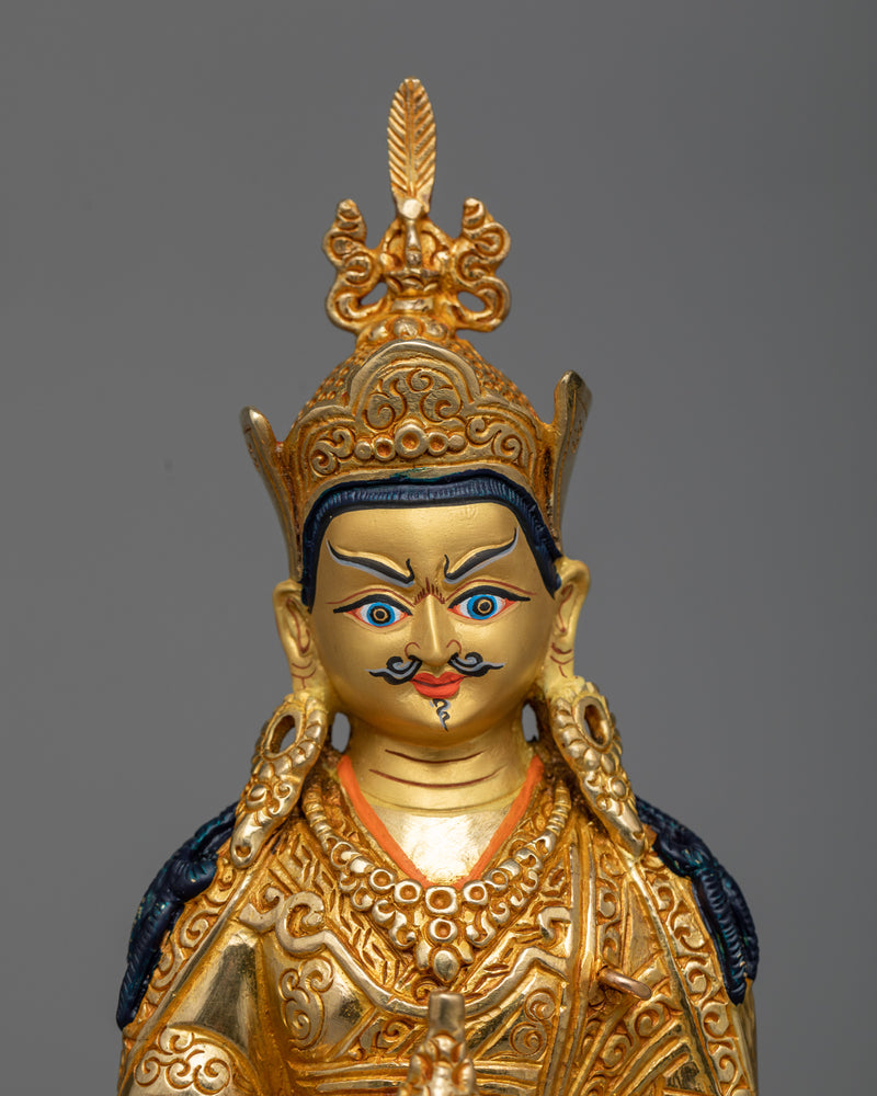 Lotus-Born Guru Statue | Gold Gilded Icon of Padmasambhava