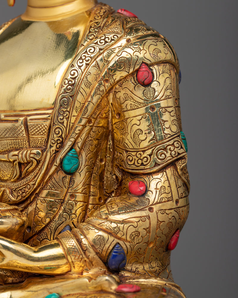 Lord Shakyamuni Buddha Sculpture | 24K Gold Gilded Beacon of Enlightenment