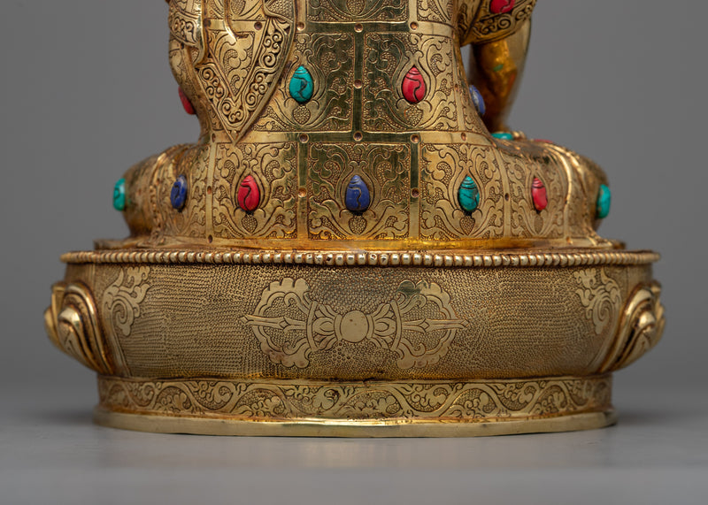 Lord Shakyamuni Buddha Sculpture | 24K Gold Gilded Beacon of Enlightenment