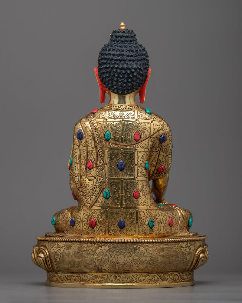 Lord Shakyamuni Buddha Sculpture | 24K Gold Gilded Beacon of Enlightenment