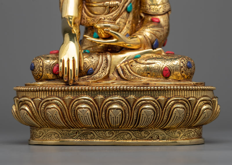 Lord Shakyamuni Buddha Sculpture | 24K Gold Gilded Beacon of Enlightenment