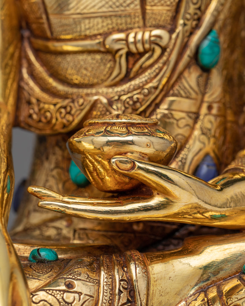 Lord Shakyamuni Buddha Sculpture | 24K Gold Gilded Beacon of Enlightenment