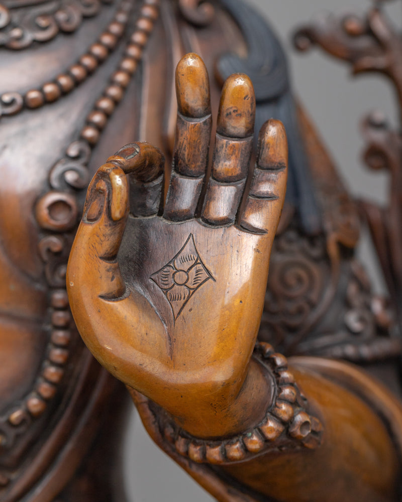 Noble Manjushri Buddhism Statue | A Reverence in Oxidized Copper Craftsmanship