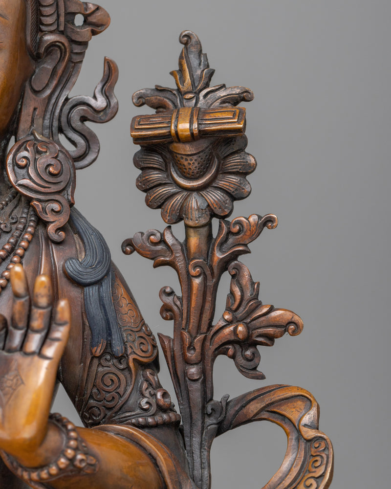 Noble Manjushri Buddhism Statue | A Reverence in Oxidized Copper Craftsmanship