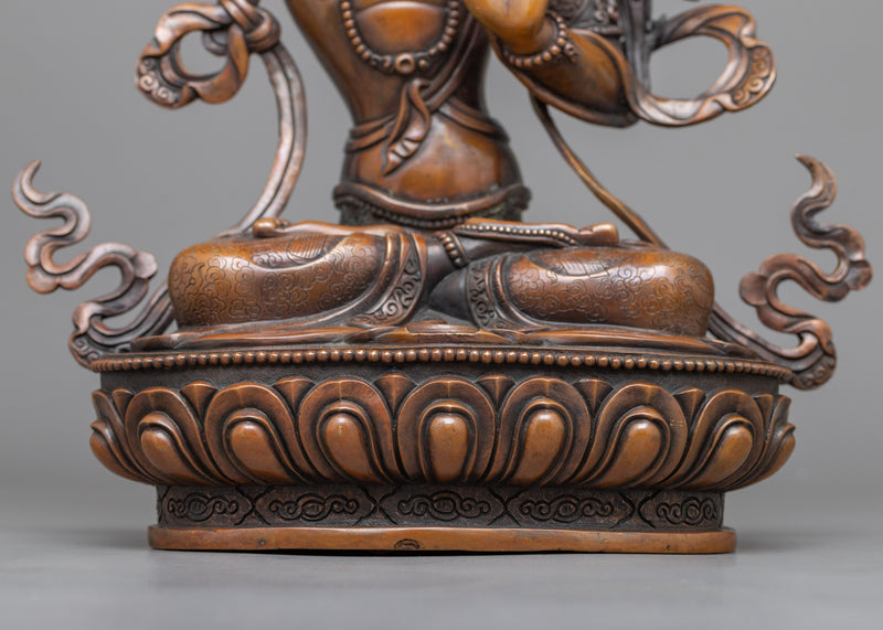 Noble Manjushri Buddhism Statue | A Reverence in Oxidized Copper Craftsmanship