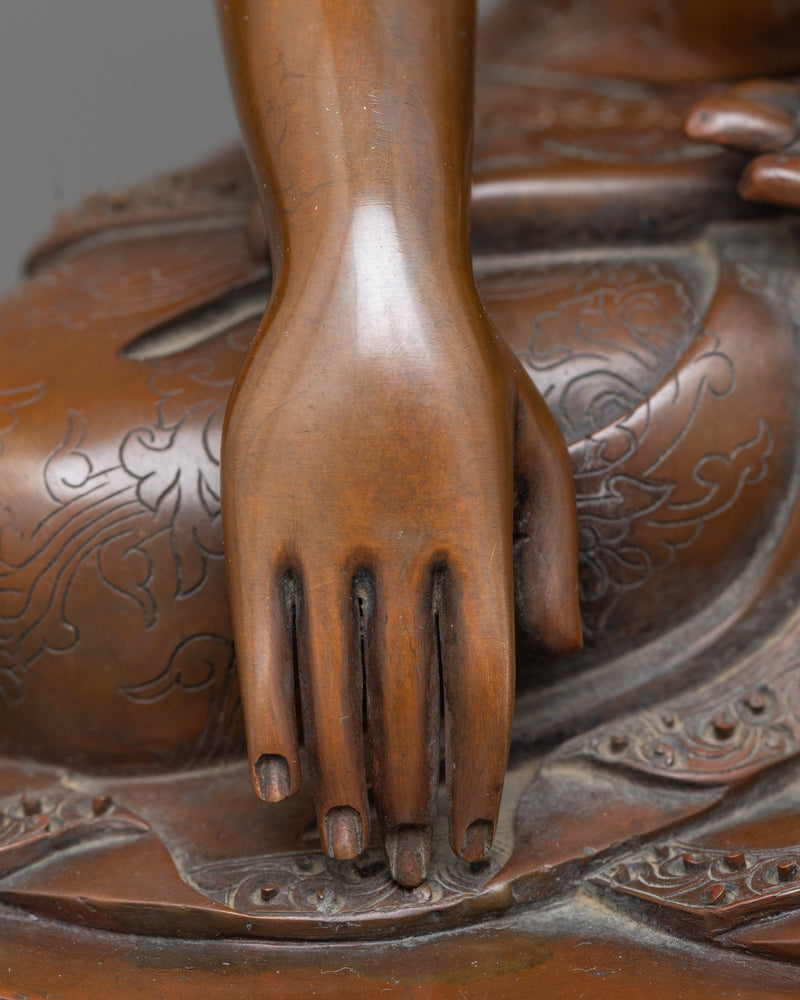 Crown Jewels Shakyamuni Buddha Statue | A Timeless Elegance in Oxidized Copper