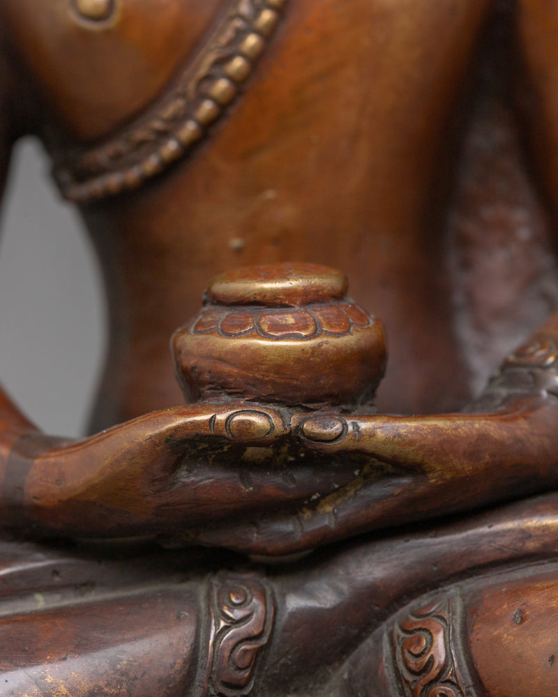 Serene Amida Buddha Oxidized Copper Statue | Beacon of Infinite Light