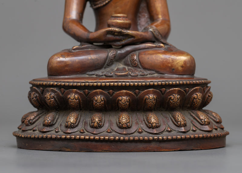 Serene Amida Buddha Oxidized Copper Statue | Beacon of Infinite Light