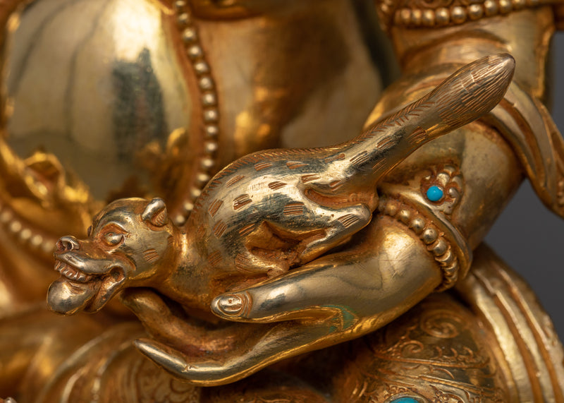 Yellow Jambhalha Statue in 24K Gold | Prosperity and Wealth Embodied