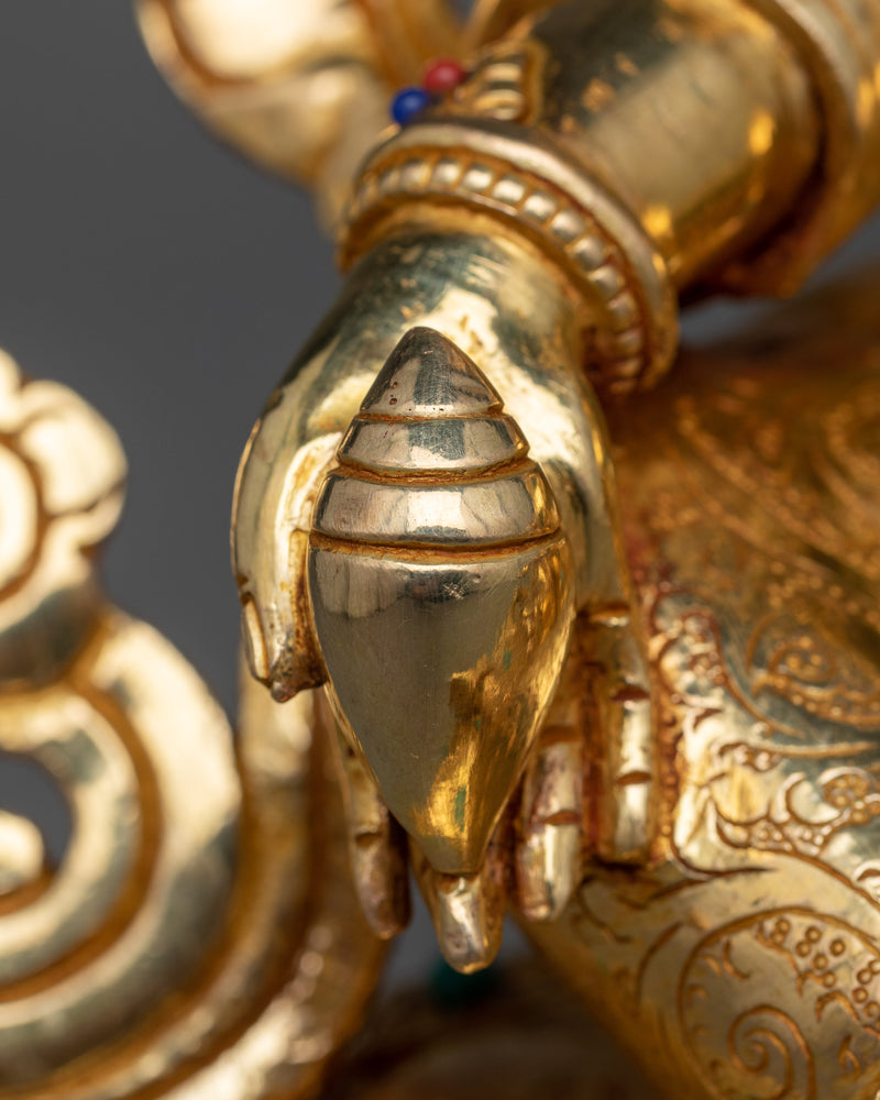 Beautiful Dzambhala Gold Gilded Statue | Prosperity's Divine Guardian