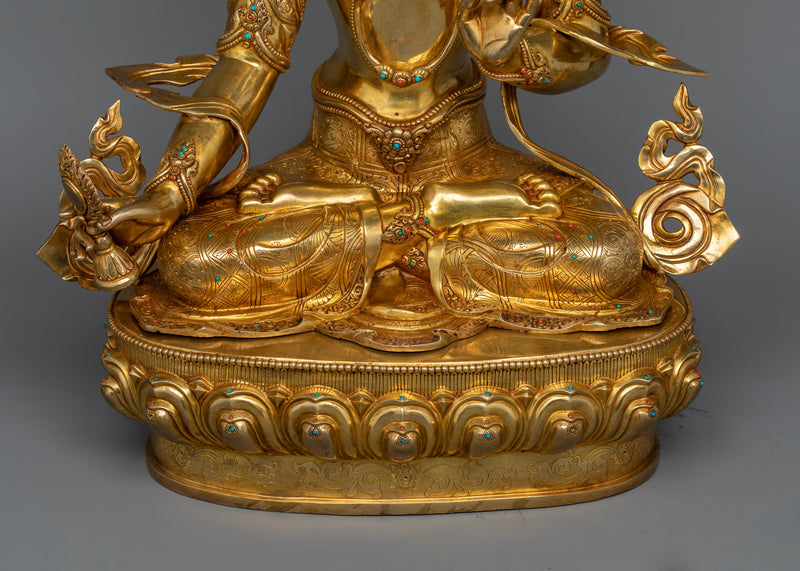 Magnificent Dukar Two-Armed Gold Gilded Statue | Protector of Harmony