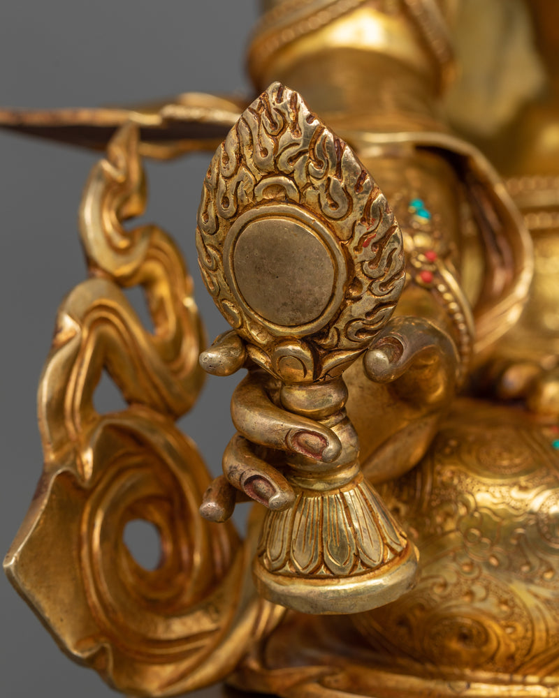 Magnificent Dukar Two-Armed Gold Gilded Statue | Protector of Harmony