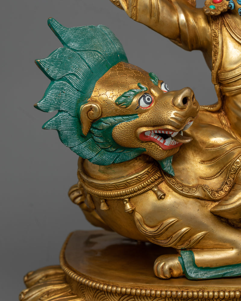 Magnificent Mahakala Dorje Legpa Gold Gilded Statue | Guardian of the Sacred