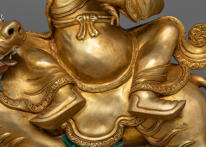 Magnificent Mahakala Dorje Legpa Gold Gilded Statue | Guardian of the Sacred