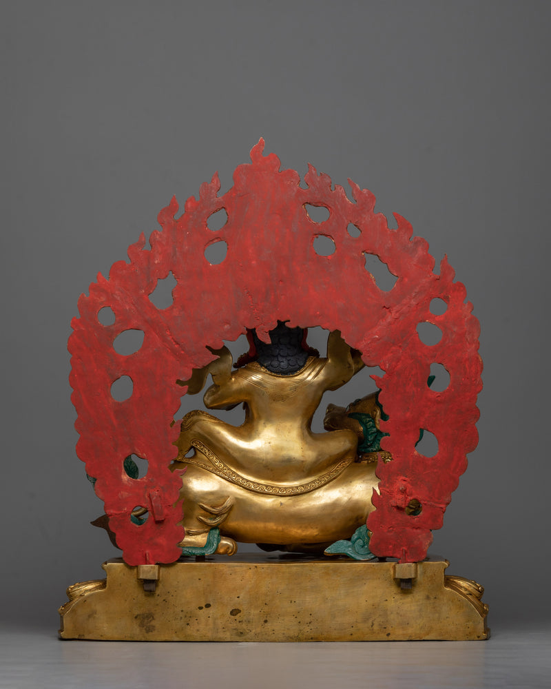 Magnificent Mahakala Dorje Legpa Gold Gilded Statue | Guardian of the Sacred