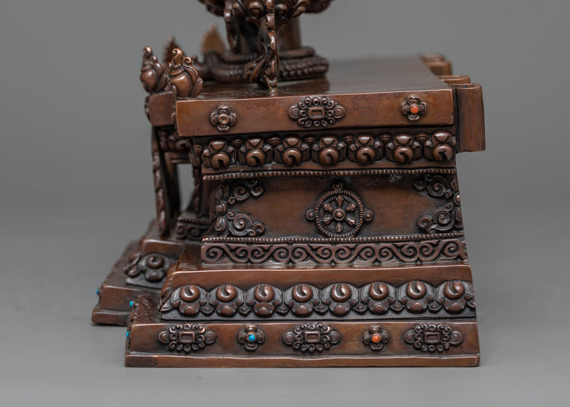 Shakyamuni Buddha with Attendant Disciples | Oxidized Copper Masterwork