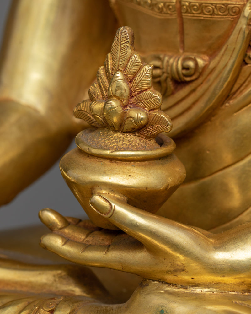 Medicine Buddha Bhaisajyaguru Statue in 24K Gold | Healing Emanation