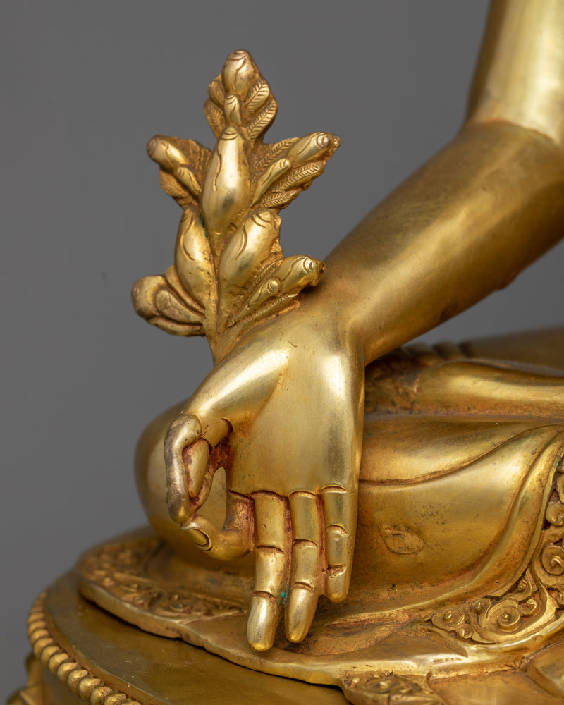 Medicine Buddha Bhaisajyaguru Statue in 24K Gold | Healing Emanation