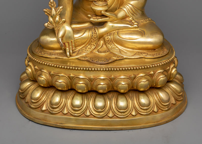 Medicine Buddha Bhaisajyaguru Statue in 24K Gold | Healing Emanation