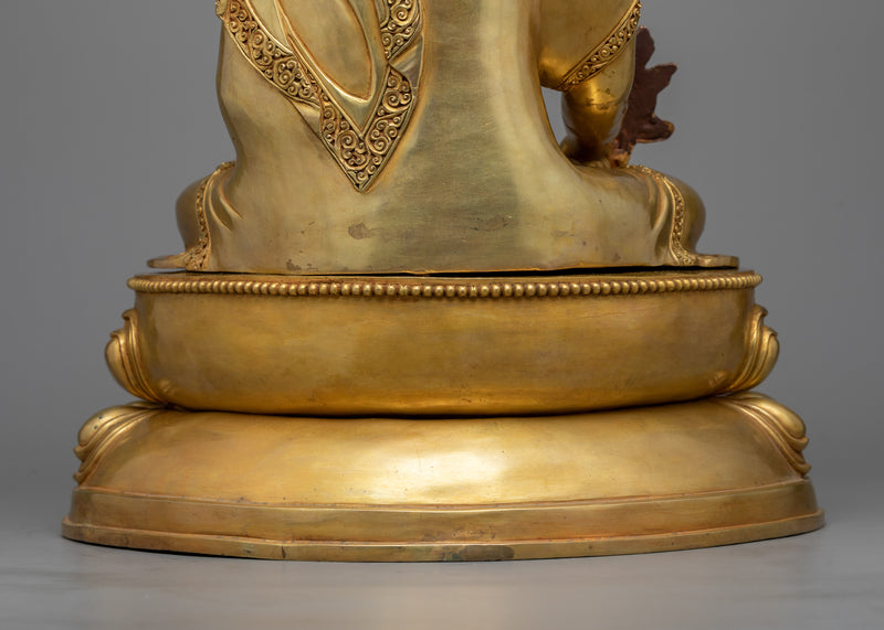 Medicine Buddha Bhaisajyaguru Statue in 24K Gold | Healing Emanation