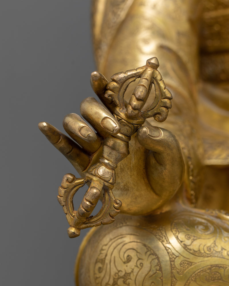 Lotus-Born Buddha Sculpture | 24K Gold Gilded Handcrafted Statue