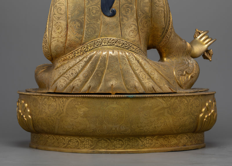 Lotus-Born Buddha Sculpture | 24K Gold Gilded Handcrafted Statue