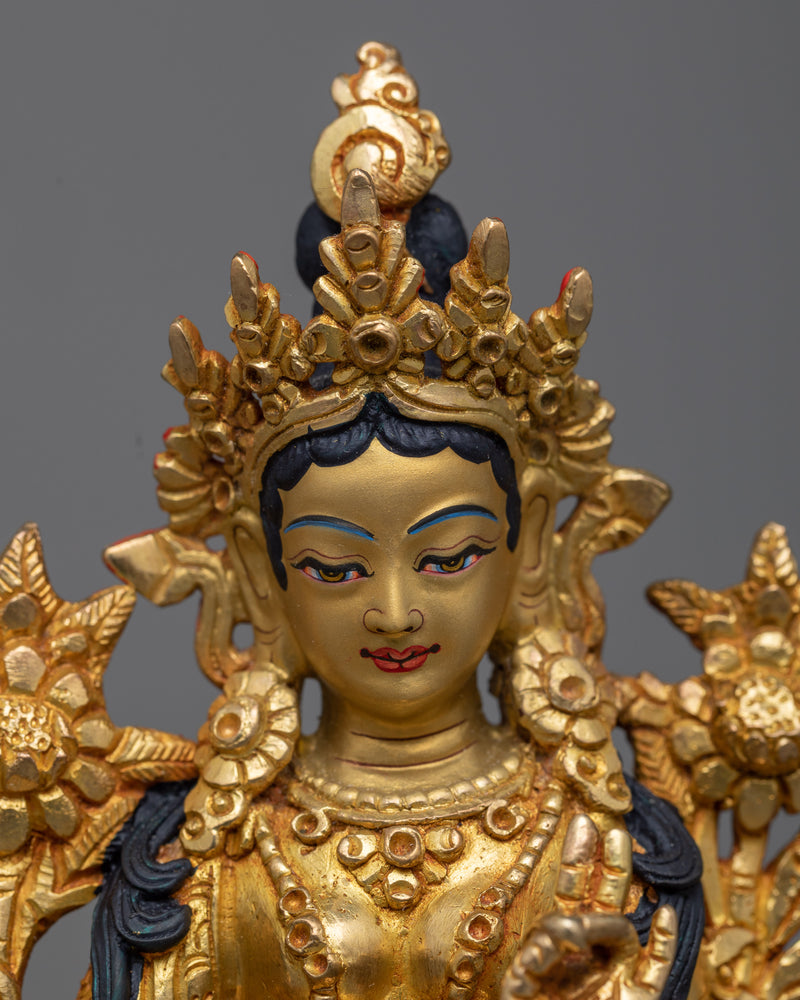 green-tara-gilt sculpture