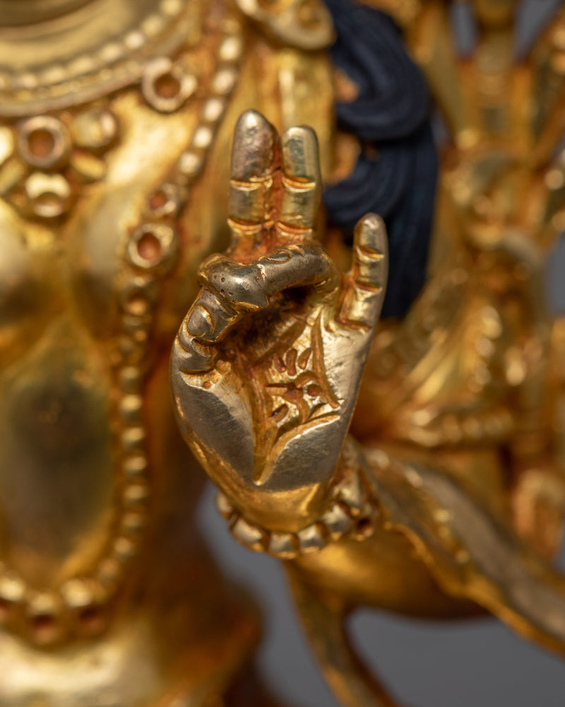 Divine Green Tara Statue in 24K Gold | Embodiment of Active Compassion