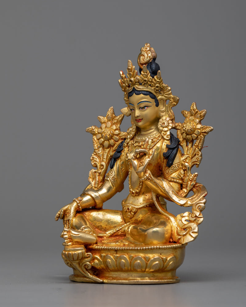 green-tara-gilt sculpture