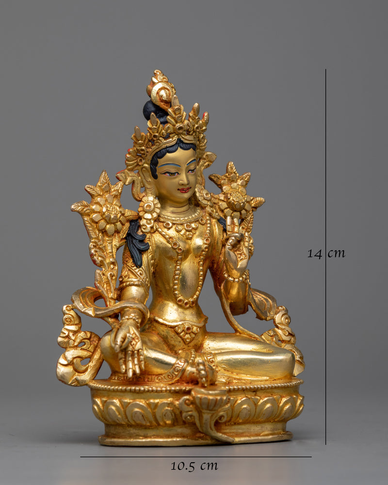 green-tara-gilt sculpture