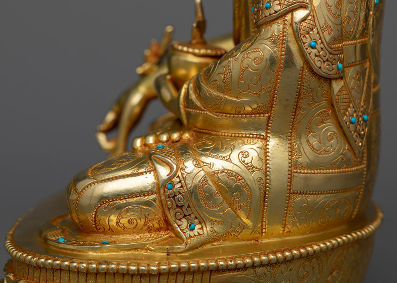 Medicine Buddha Gold Gilt Statue | Sanctuary of Well-being