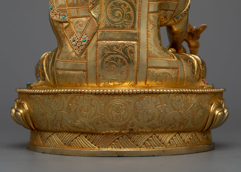 Medicine Buddha Gold Gilt Statue | Sanctuary of Well-being