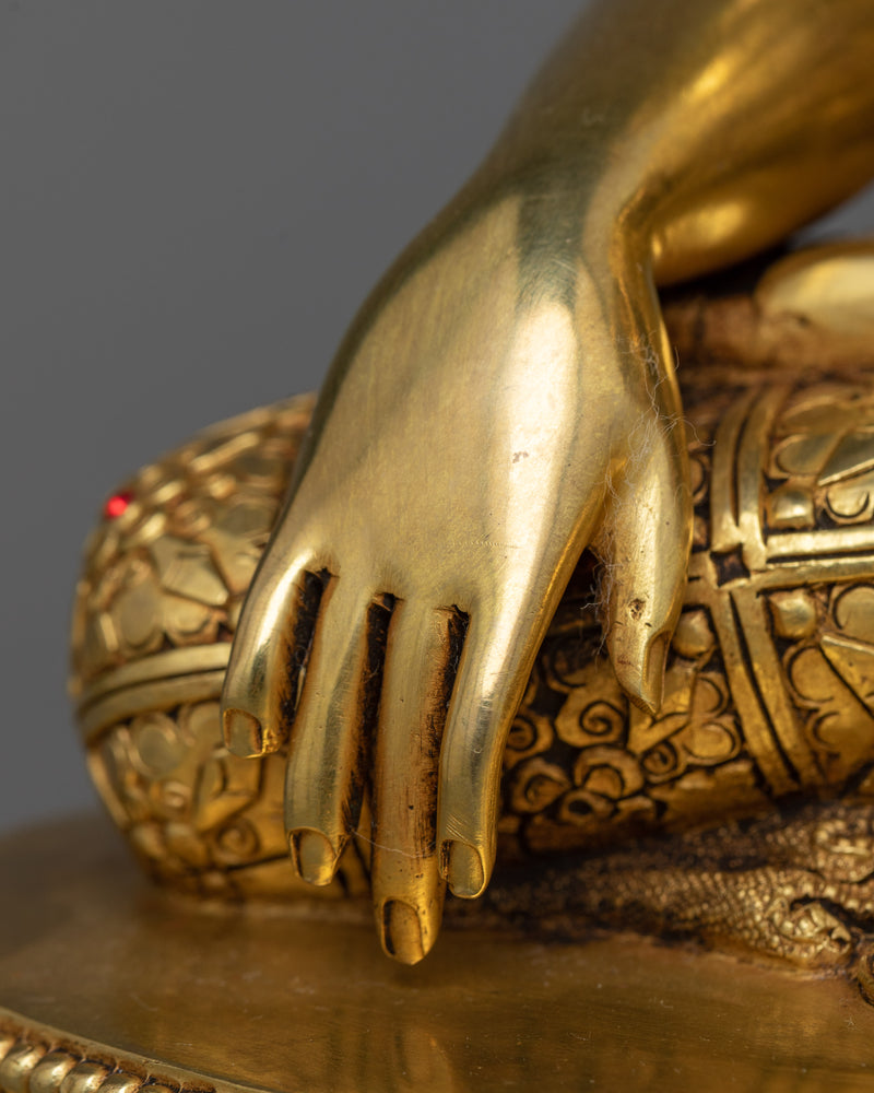 Sacred Mitrugpa Buddha Gilt Statue | 24K Gold Gilded Emblem of Patience