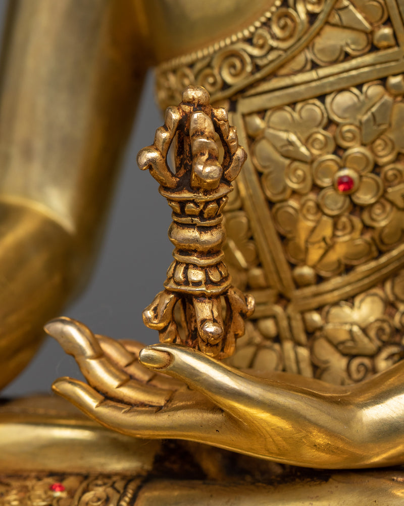 Sacred Mitrugpa Buddha Gilt Statue | 24K Gold Gilded Emblem of Patience