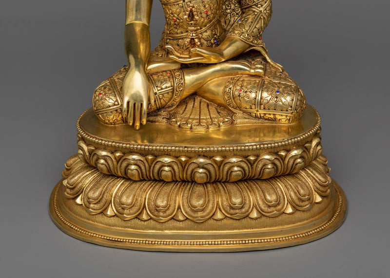 Sacred Mitrugpa Buddha Gilt Statue | 24K Gold Gilded Emblem of Patience