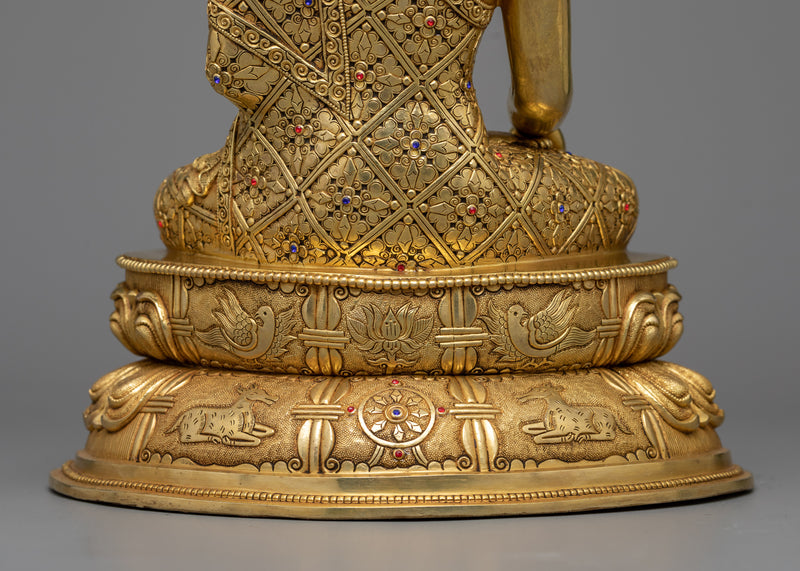 Sacred Mitrugpa Buddha Gilt Statue | 24K Gold Gilded Emblem of Patience