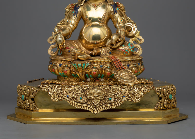 Grand Dzambhala Wealth Deity Statue | 24K Gold Gilded Prosperity Symbol