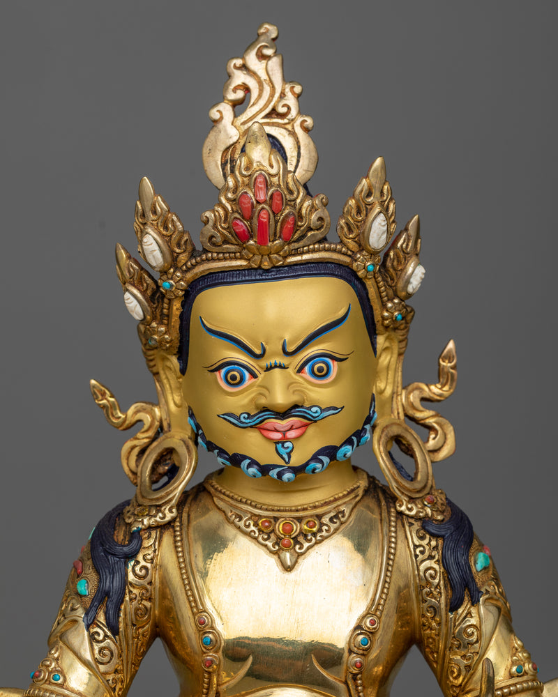 Grand Dzambhala Wealth Deity Statue | 24K Gold Gilded Prosperity Symbol