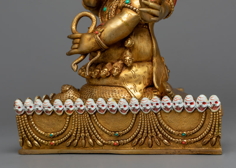 Majestic Rahula Mahakala Gold Gilded Statue | Protector of Dharma