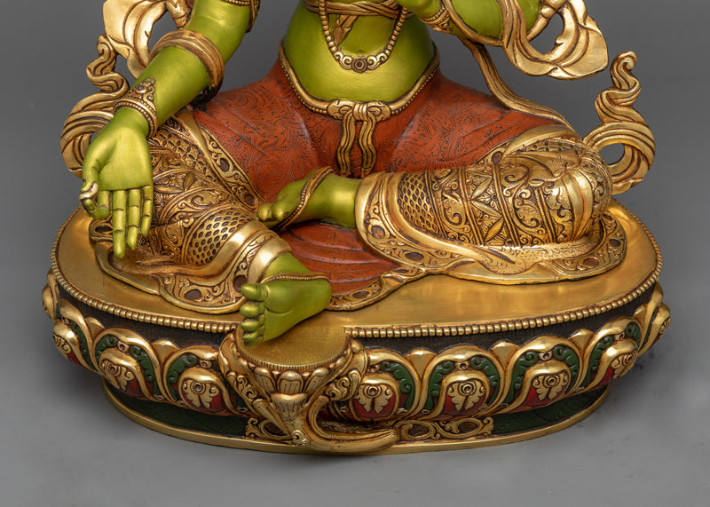 Spiritual Green Tara Sculpture | Serene Vision of Compassion