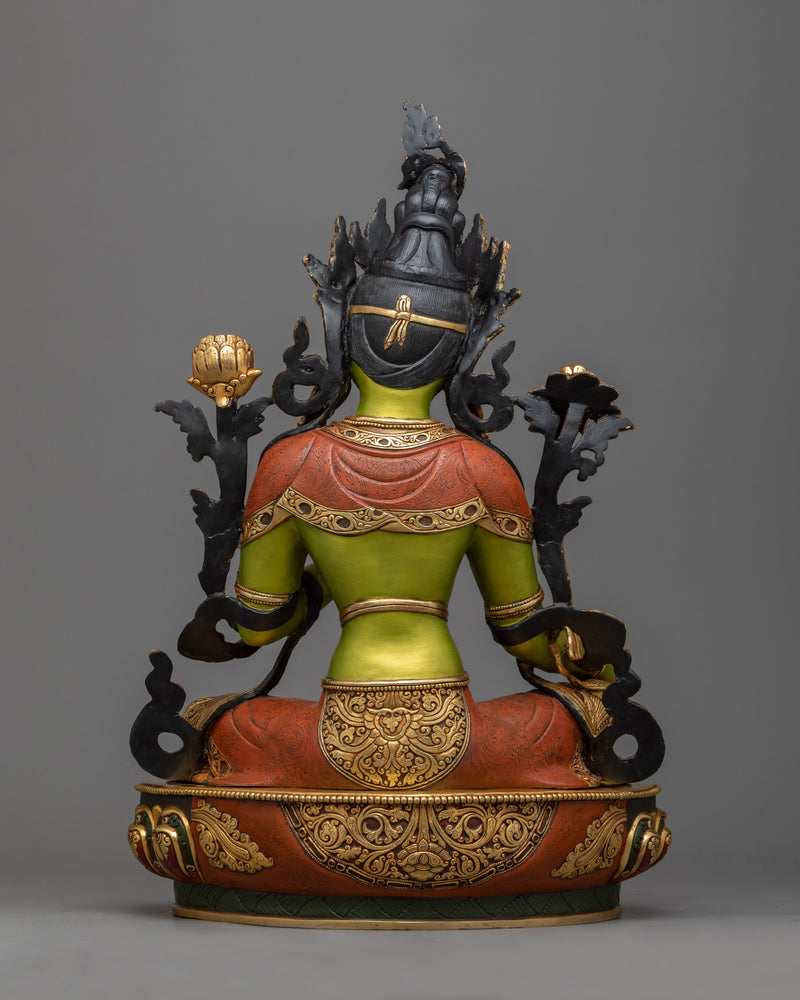 Spiritual Green Tara Sculpture | Serene Vision of Compassion