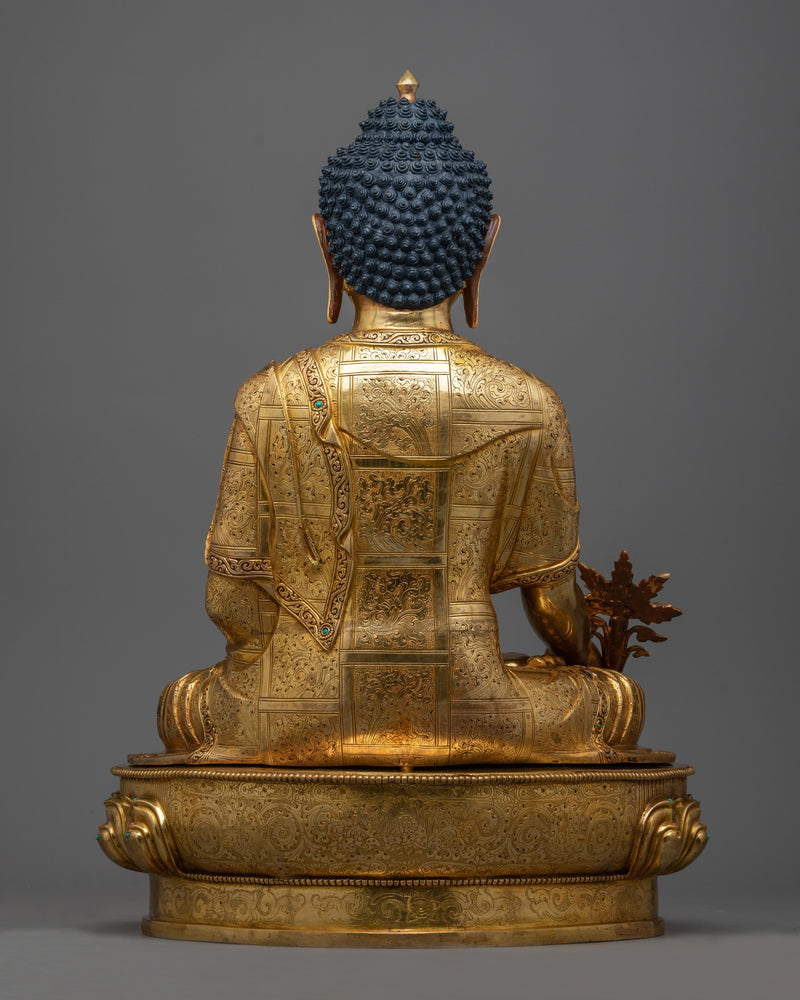 Healing Medicine Buddha Statue | Gold Gilded Beacon of Well-being